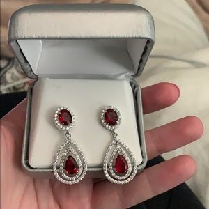 Ruby and Diamond Drop Earrings